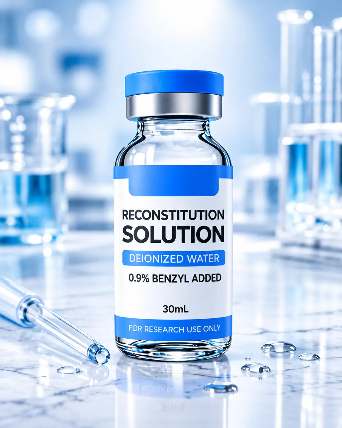 30 mL research vial in a laboratory